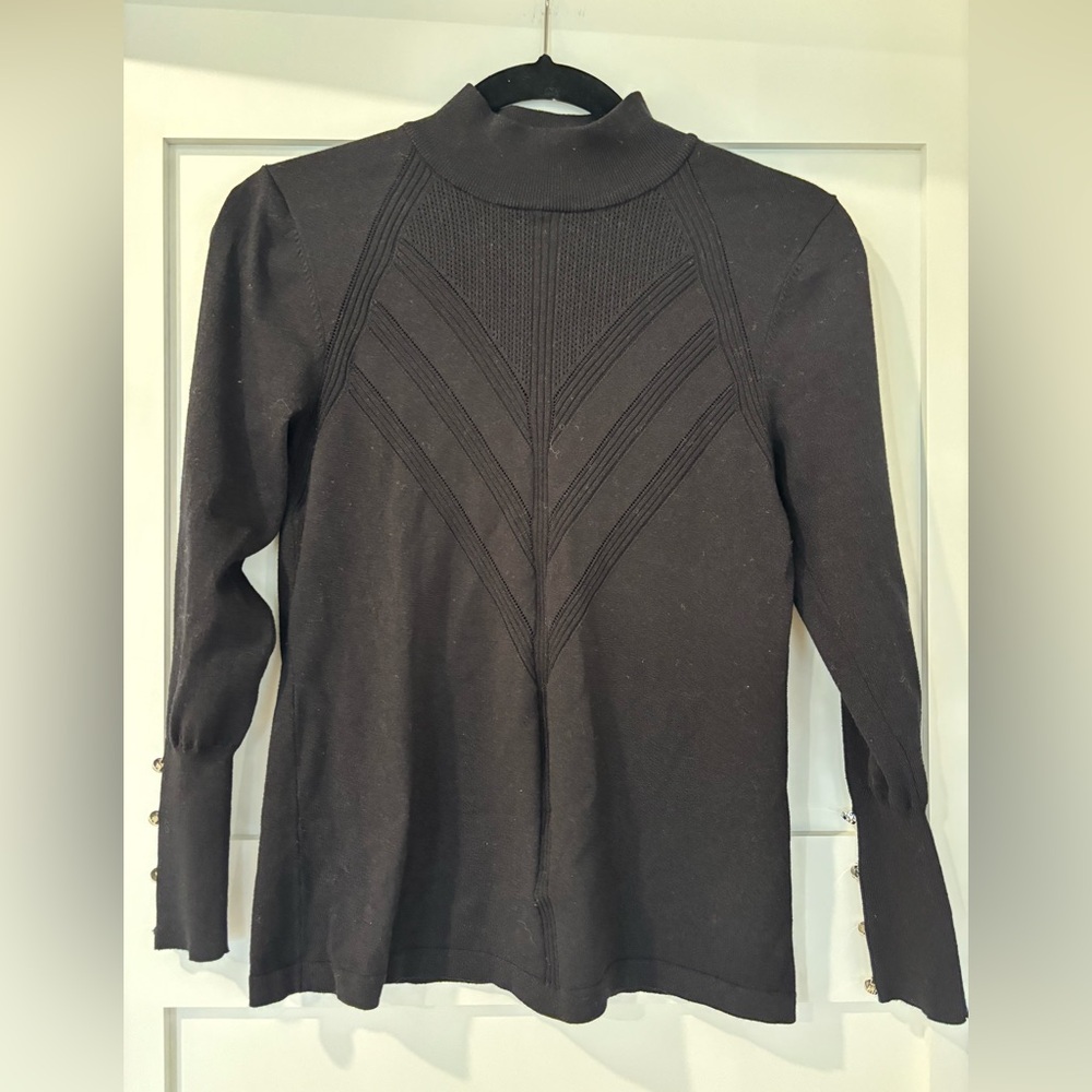 MARBLE Black Ribbed Collar Sweater